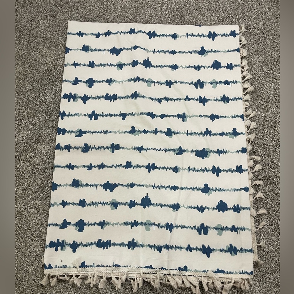 Blue and cream curtains